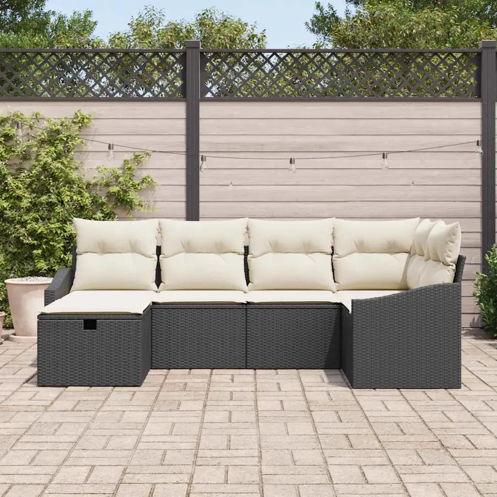 Set di divani con cuscino 6 pcs Nero e Crema polyrattan 3359276