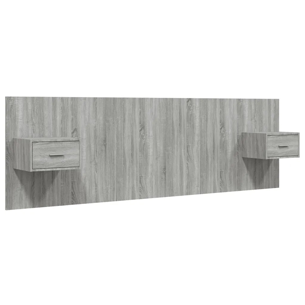 Testiera Letto con Comodini-Testiera con Contenitore in Legno Multistrato Grigio Sonoma 737219