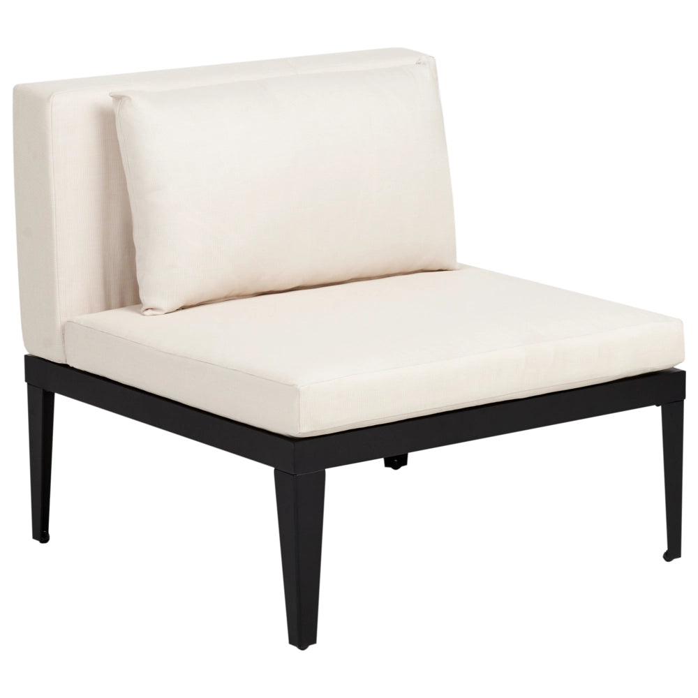 Set da giardino divano angolare 4 posti in legno di acacia certificato con tavolino e pouf cuscini beige chiaro lato sinistra