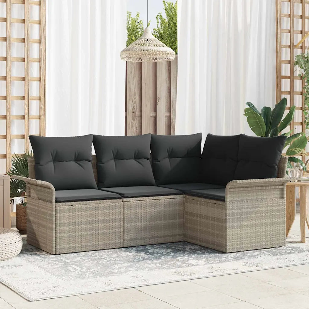 Set Divano da Giardino 4 pcs Grigio chiaro polyrattan 3354011