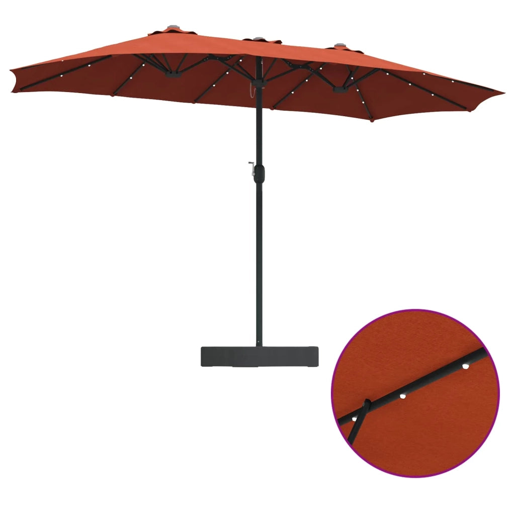 Ombrello da giardino-Ombrellone da spiaggia Terracotta 385 x 209 x 244 cm Poliestere