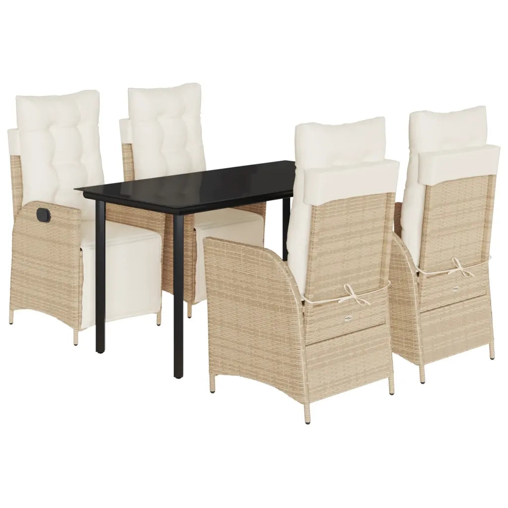 Set da Pranzo da Giardino 5 pz con Cuscini Beige in Polyrattan 3213443