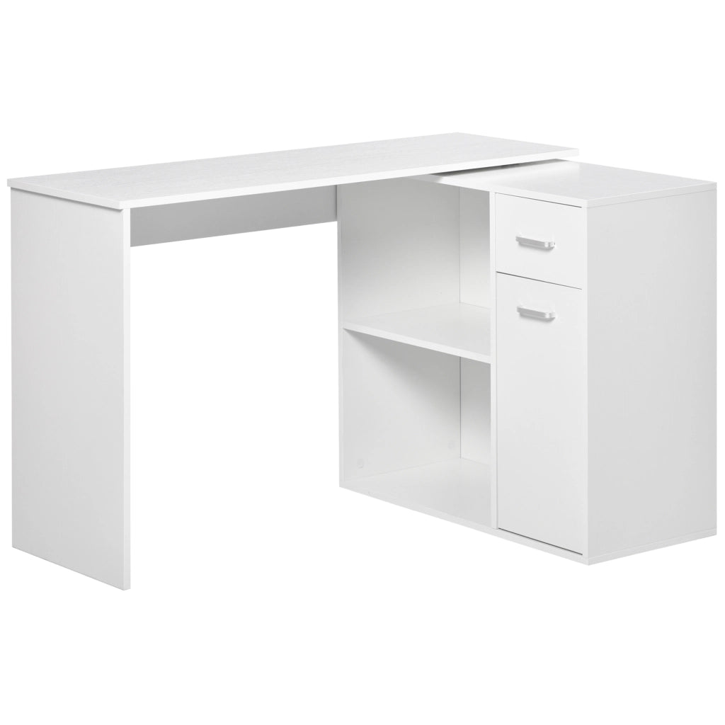 Scrivania Angolare con Libreria in Legno Bianco ¨C Minimal ¨C 173x39.8x74 cm