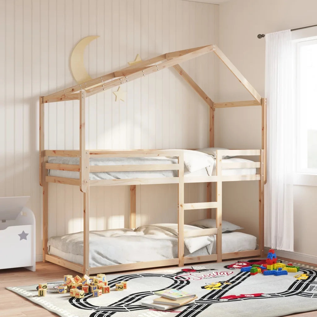 Letto a Castello senza Materasso-Struttura Letto a Castello 90x200cm Massello Pino 341704