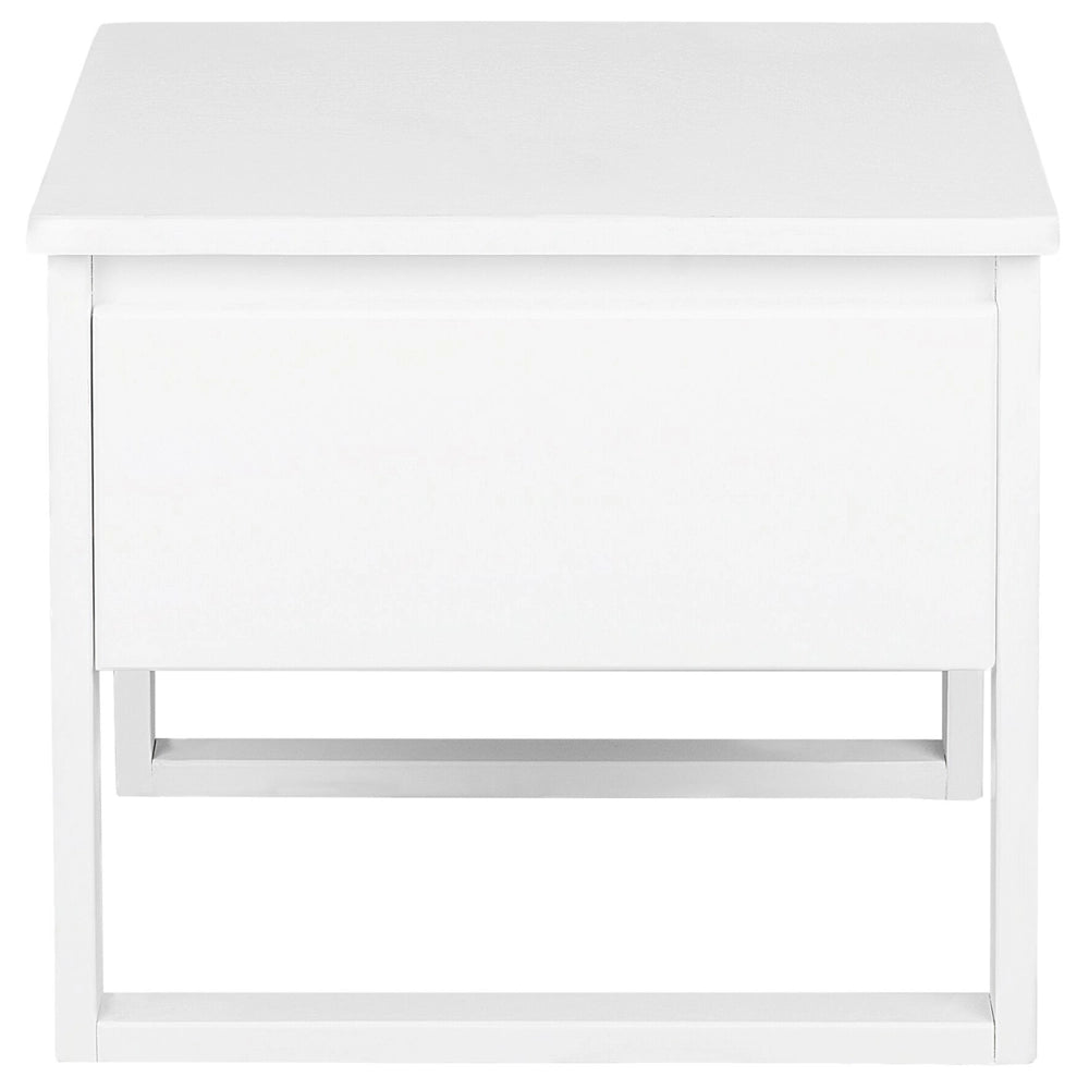 Comodino in legno di pino bianco 41 x 50 cm con un cassetto stile moderno