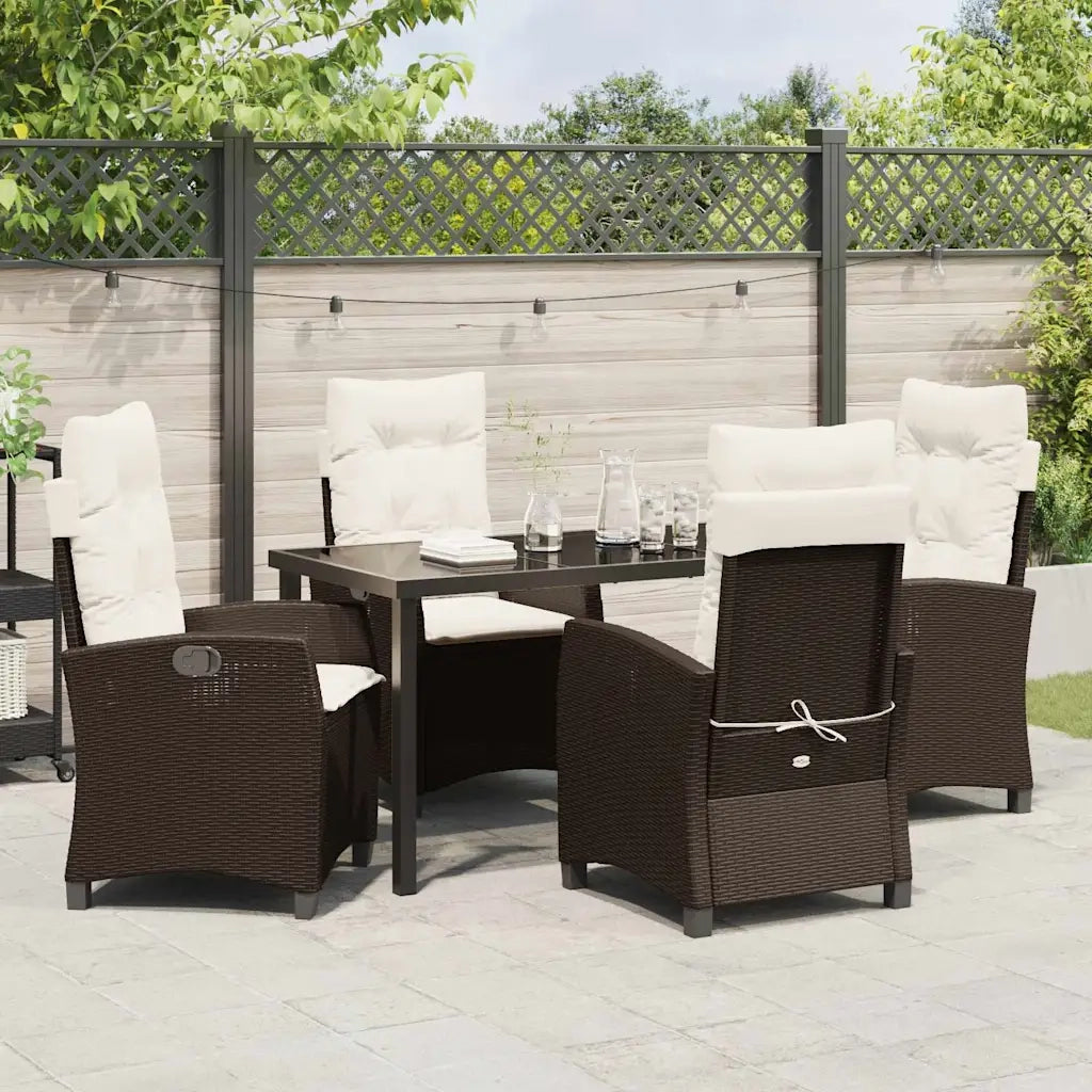 Set da Pranzo per Giardino con cuscino 5 pcs Marrone polyrattan 3380381