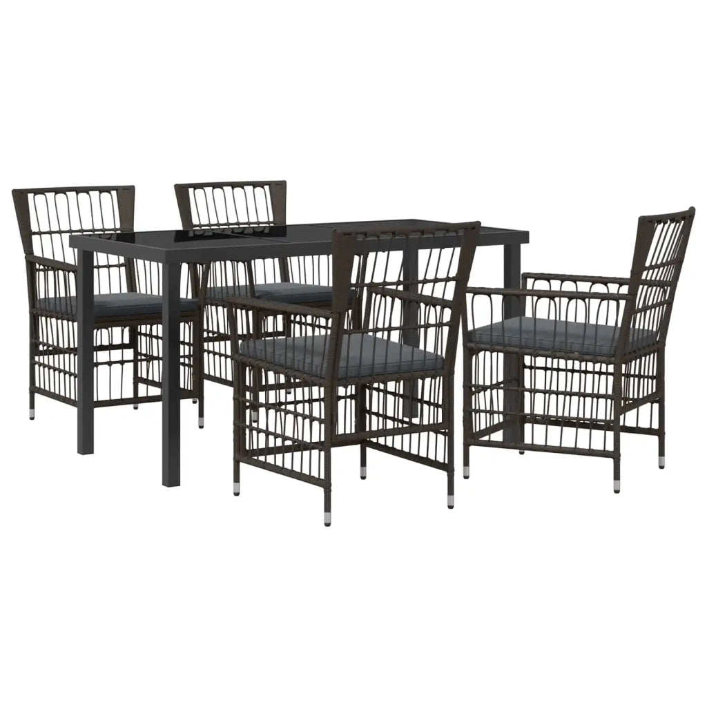 Set da pranzo per esterni 5 pz Nero polyrattan 3448913