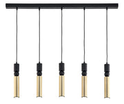 Lampada sospesa barra ALAS 100cm nero oro 5xGU10 Jupiter