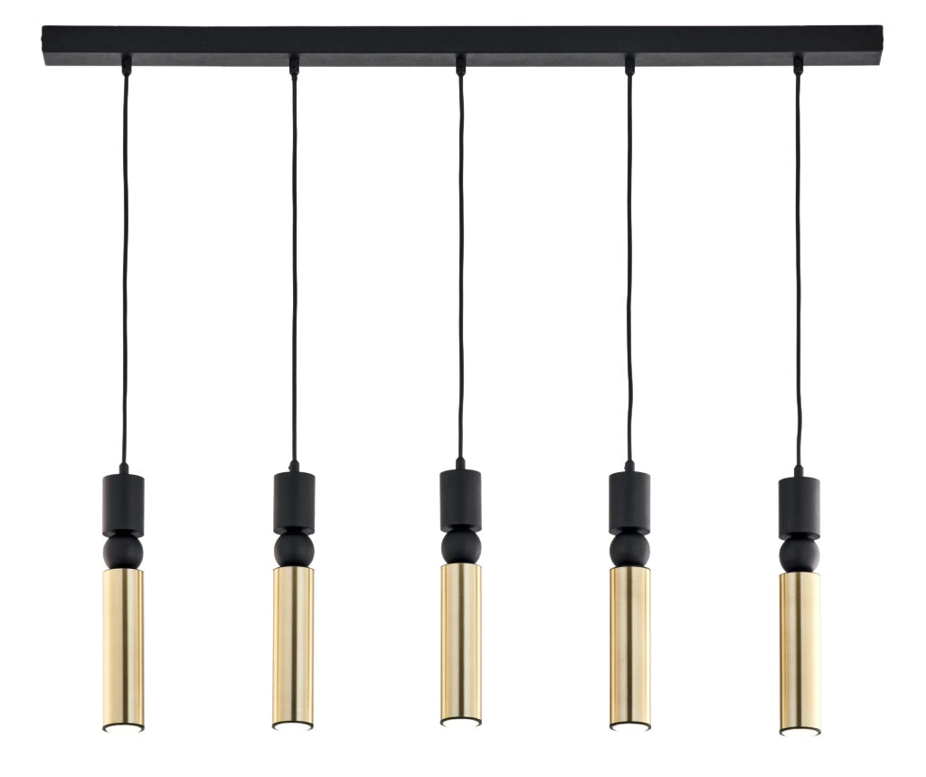 Lampada sospesa barra ALAS 100cm nero oro 5xGU10 Jupiter