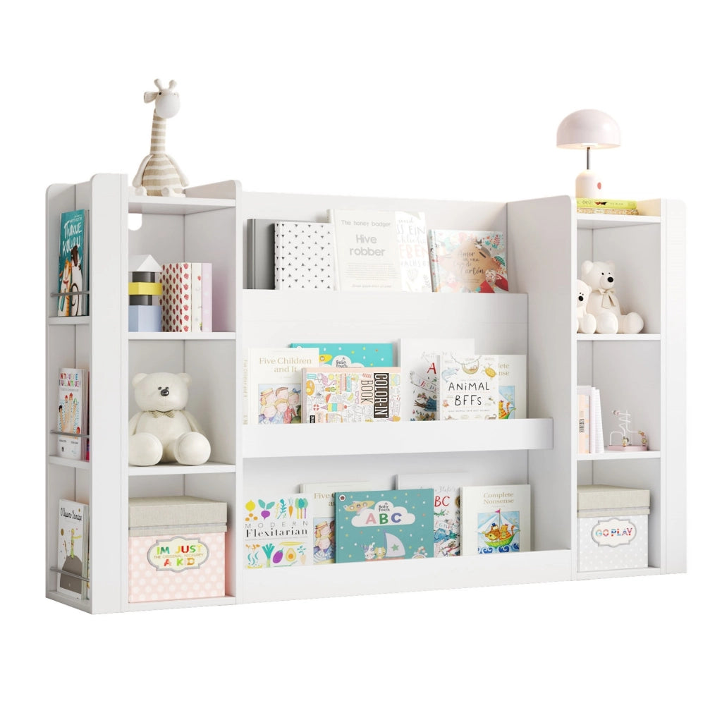 Libreria per bambini con vani aperti e angoli arrotondati in MDF bianco