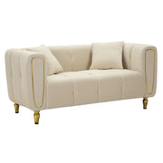 Divano VKH40, Beige, Legno, 81x155x71 cm