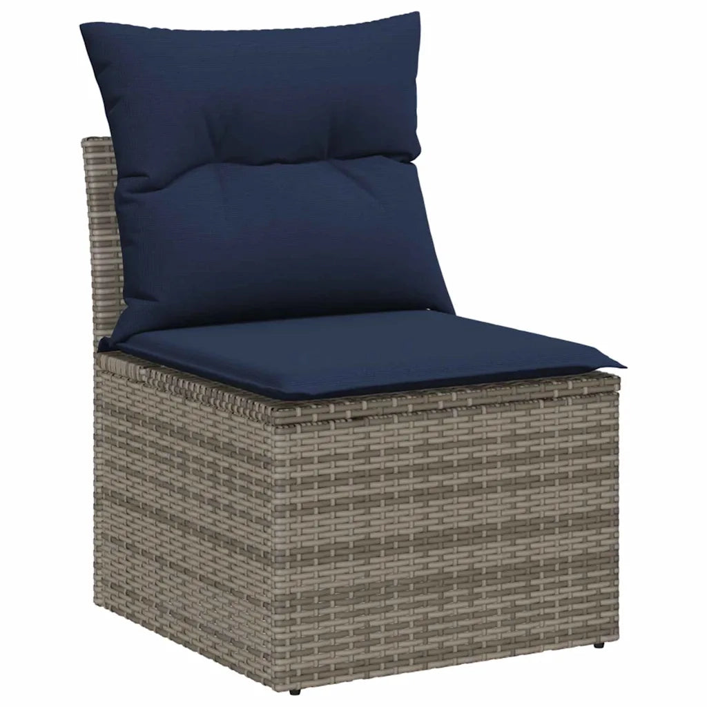 Set di divani con cuscino 7 pcs Grigio e Blu Navy polyrattan 3346275
