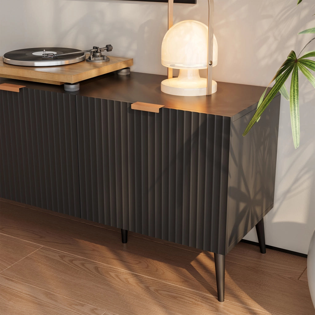 Mobile Porta TV Nand con Ante Decorative 180 x 35 x 51 cm - Nero [en.casa]