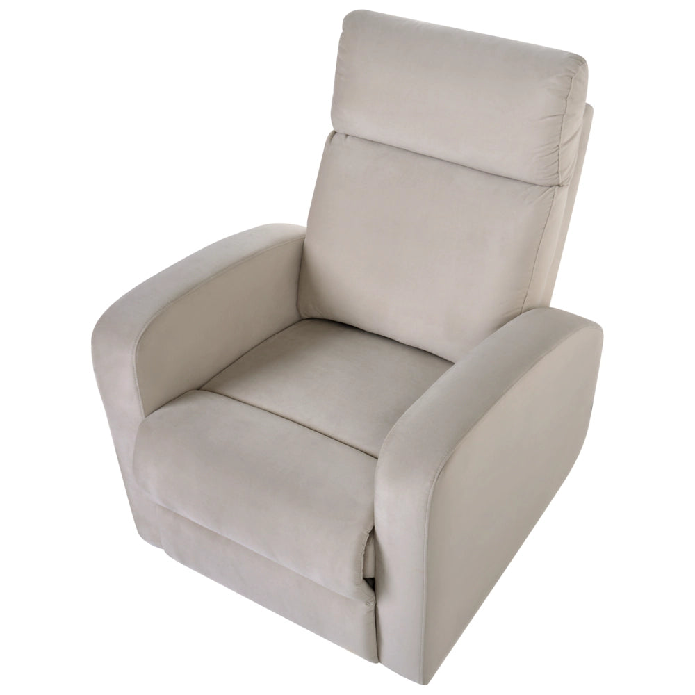 Poltrona reclinabile elettricamente in velluto bianco crema design moderno glamour soggiorno