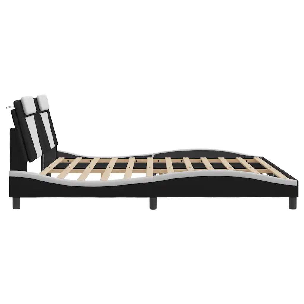 Giroletto Viana senza Materasso-Struttura Letto Bianco e Nero 200x200 cm in Similpelle