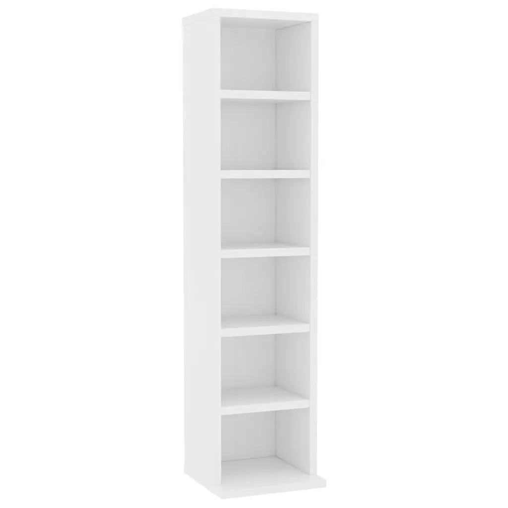 Mobile Porta CD Bianco 21x20x88 cm in Legno Multistrato 800351