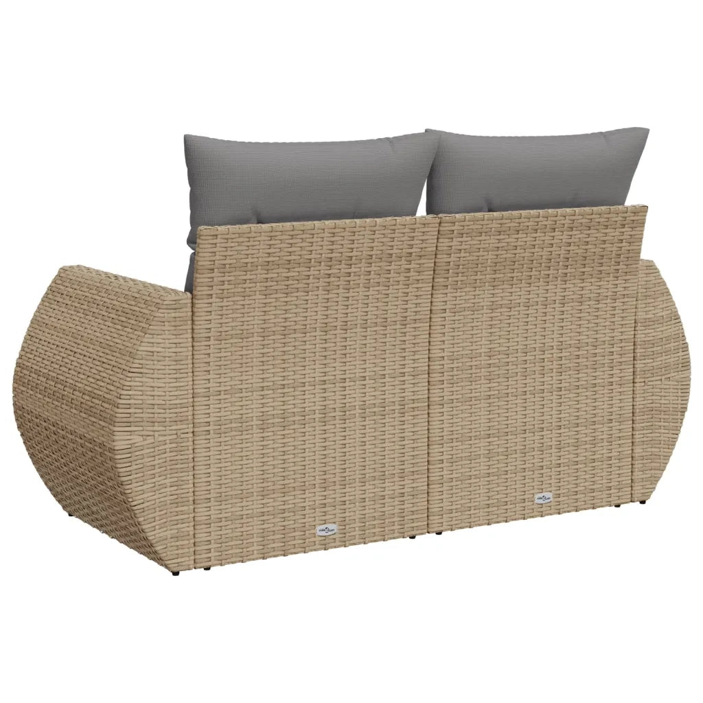 Divano da Giardino con Cuscini a 2 Posti-Sofa da Giardino-Divano da esterno Beige in Polyrattan 732327