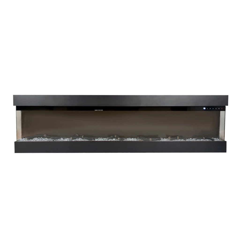 Camino Elettrico da Parete o Incasso Velar 182x20x48 cm Effetto Fiamma Telecomando in MDF Nero Opaco