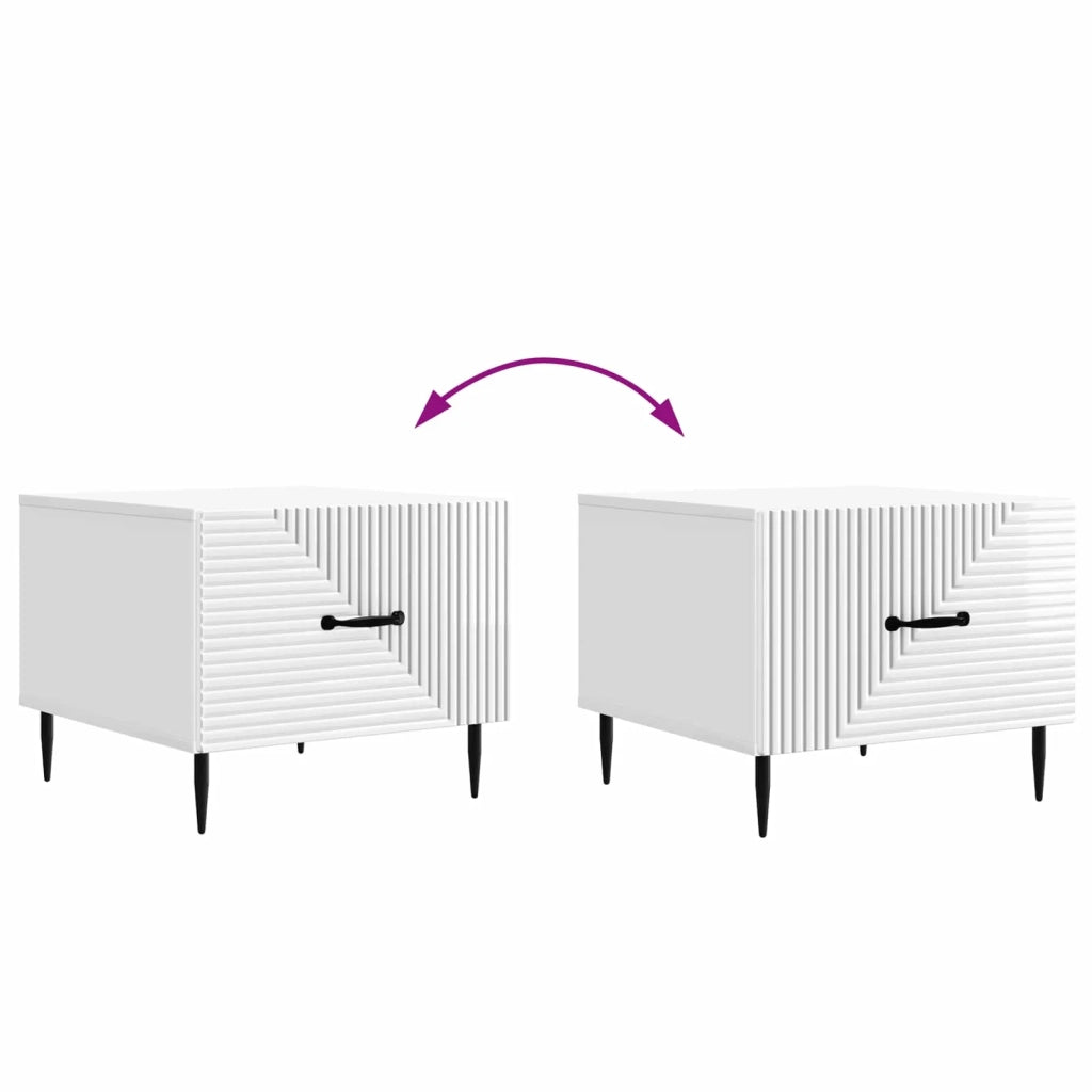 Tavolino da salotto con cassetto Bianco Lucido 49 x 50 x 40 cm 894969