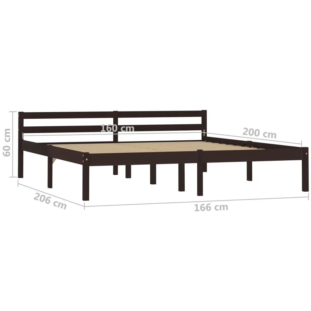 Giroletto senza Materasso-Struttura Letto Marrone Scuro 160x200 cm Legno Pino 326986
