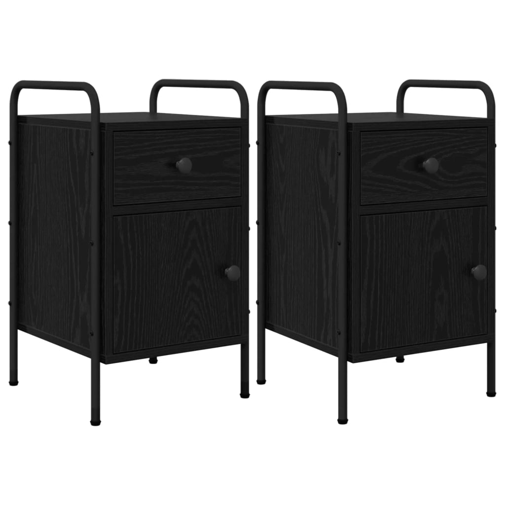 Armadio da Notte 2 pz Rovere Nero 35 x 36,5 x 61 cm 8007648