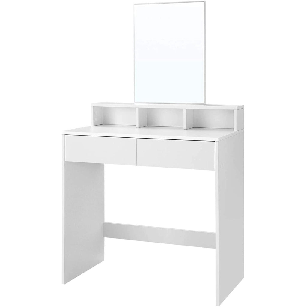 Tavolo da trucco bianco in stile scandinavo con specchio