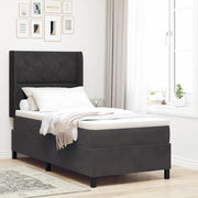 Letto a molle con materasso con led Nero 90 x 190 cm Velluto