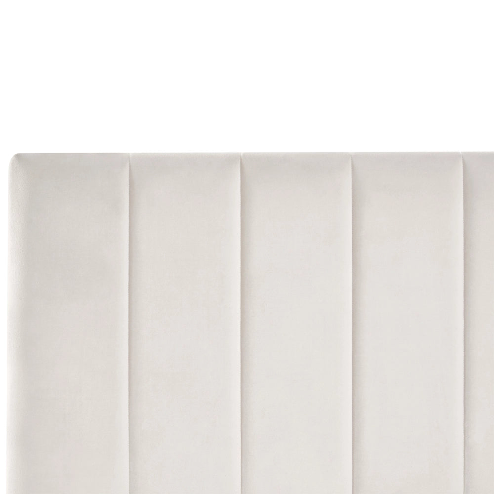 Letto matrimoniale 160 x 200 cm Bianco Sporco Rivestimento in velluto 4ft con cassetti Testiera Base a doghe Moderno