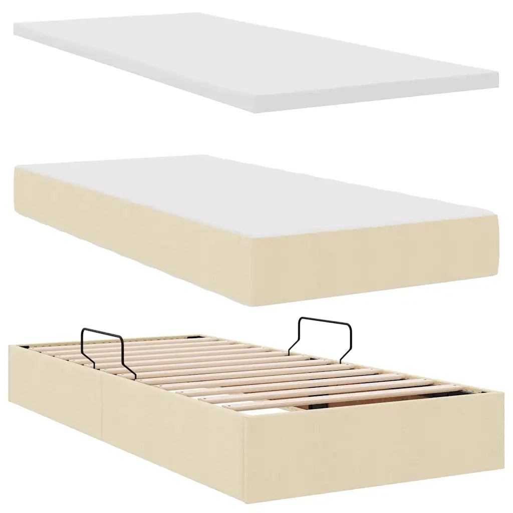 Letto con Contenitore Crema 200 x 200 cm Pelle Sintetica 3372195