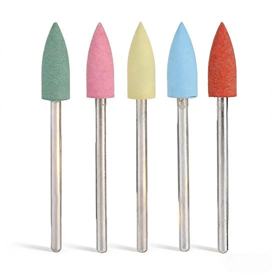 Set di punterelle da unghie da 5 - Lappatrice unghie - Manicure - Strumenti per unghie - Adesivi in silicone - Acciaio inossidabile - Accessori per unghie