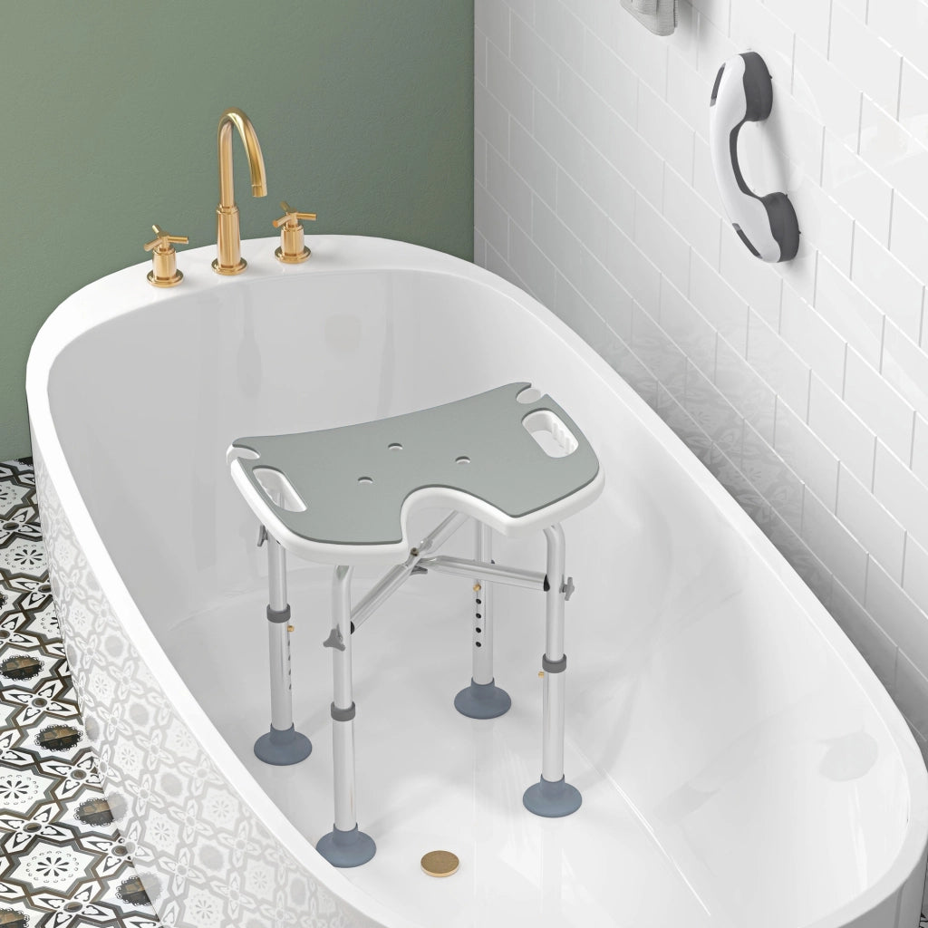 Sgabello da doccia regolabile 39-51,5 cm ¨C Xylo ¨C con maniglia e ventose grigio
