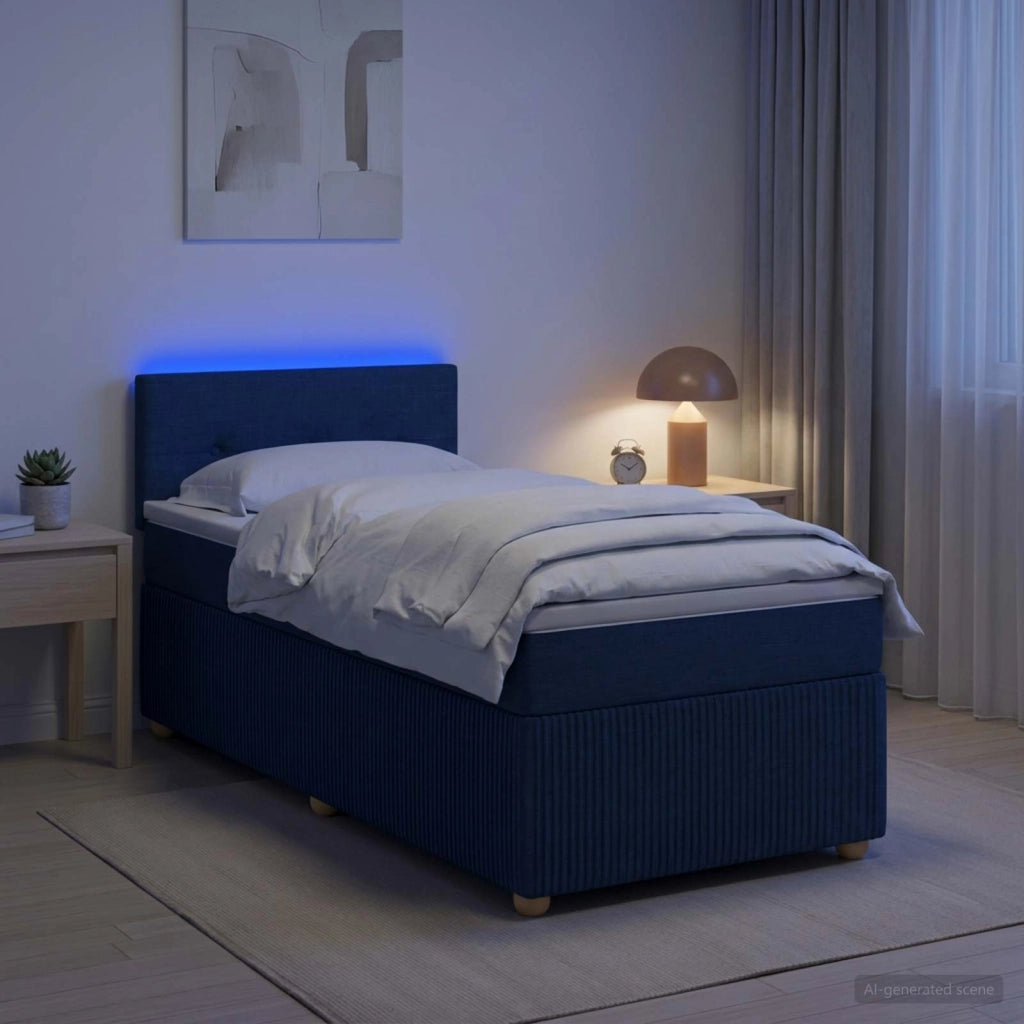 Letto box spring con materasso Blu 80 x 200 cm Tessuto 3452805