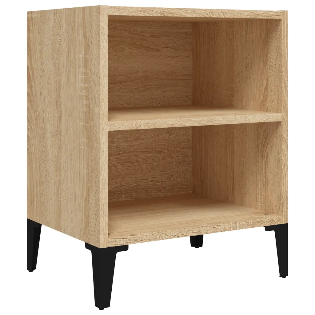 Comodino con Gambe in Metallo-Tavolino da notte Rovere Sonoma 40x30x50 cm 494326