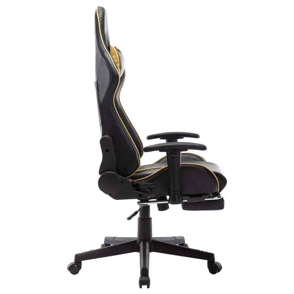 Sedia da Gaming | Sedia da e-sports con Poggiapiedi Nera e Oro in Similpelle