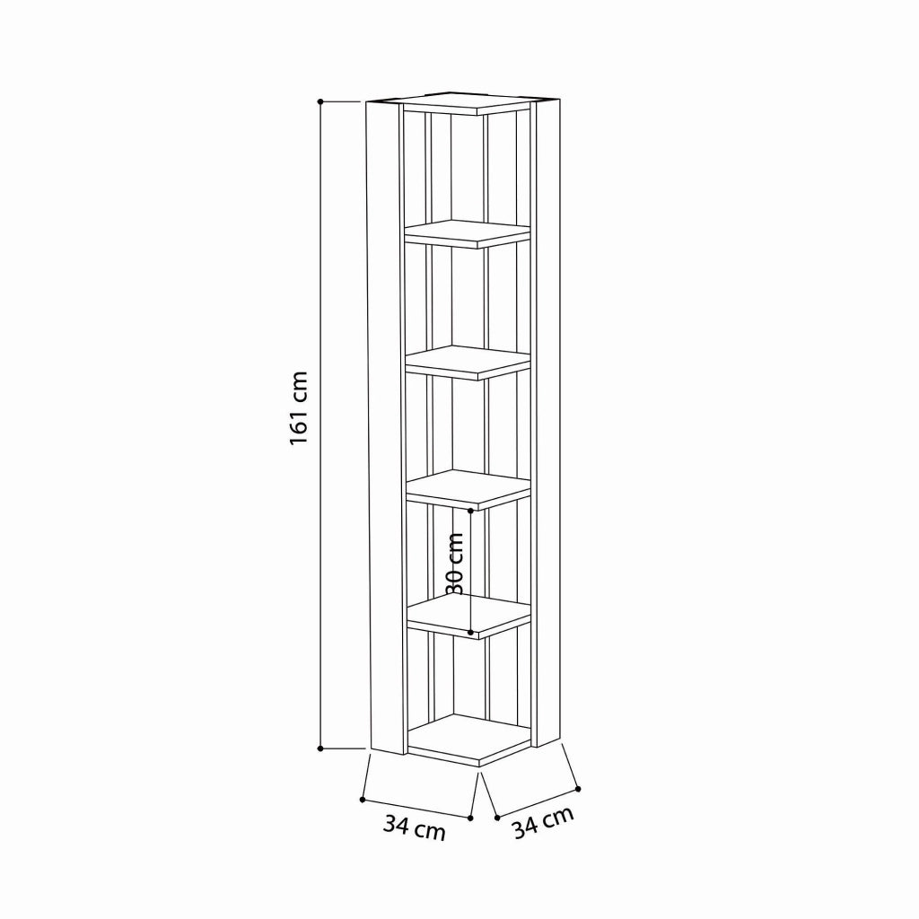 Libreria in legno "Nati" - 32 x 32 x 161 cm - Grigio antracite