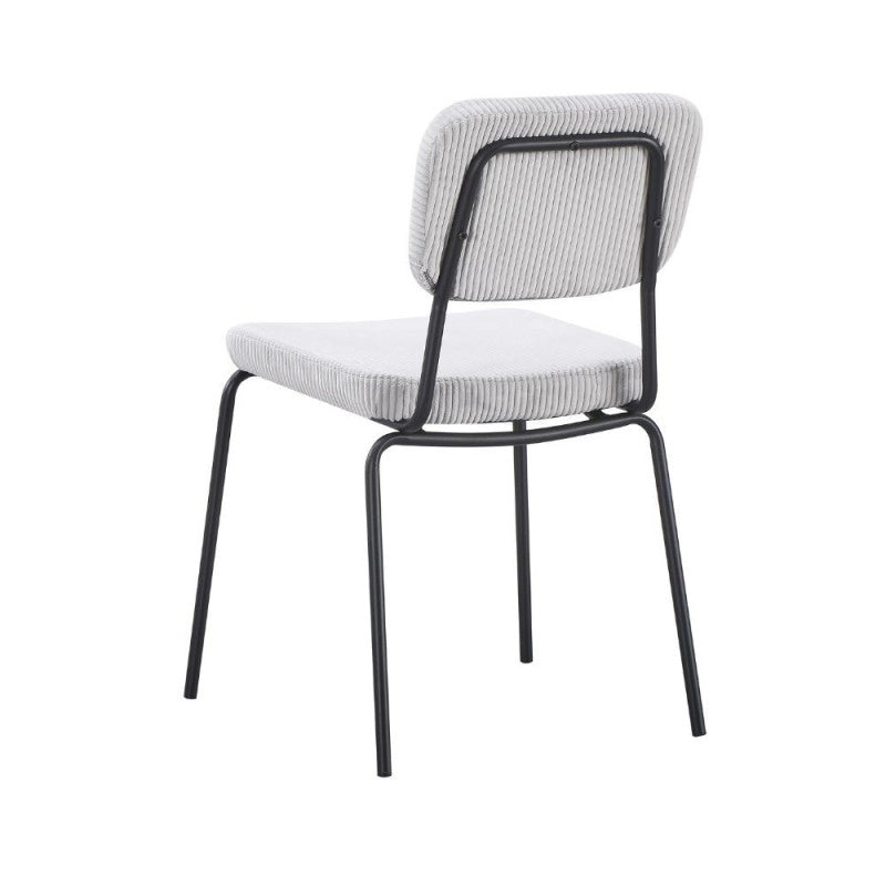 Sedia Juno in tessuto colore grigio chiaro e struttura in metallo nero set 4 pezzi