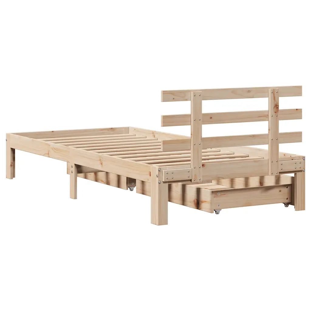 Giroletto con Cassetti 100x200 cm Legno Massello di Pino