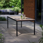 Tavolo da esterno Sarnia, Base per picnic, Piano da pranzo da giardino, Banco outdoor multiuso, 200x95 h75 cm, Rovere e Antracite