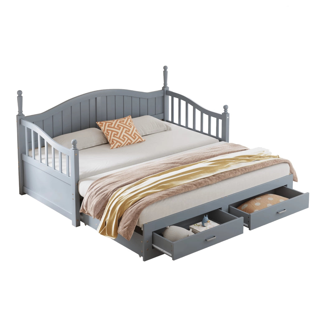 Divano letto con funzione estraibile in legno di pino 90x190 cm