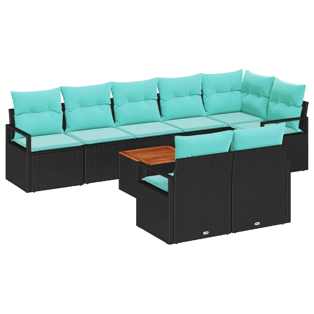 Set Divano da Giardino con cuscino 9 pcs Nero polyrattan 3347725