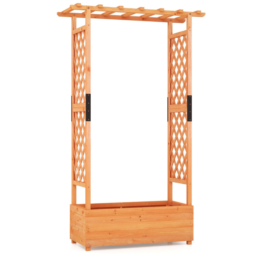 Fioriera rialzata con grigliato pergolato fori di drenaggio, Aiuola verticale per piante rampicanti Arancione 110x44x182cm