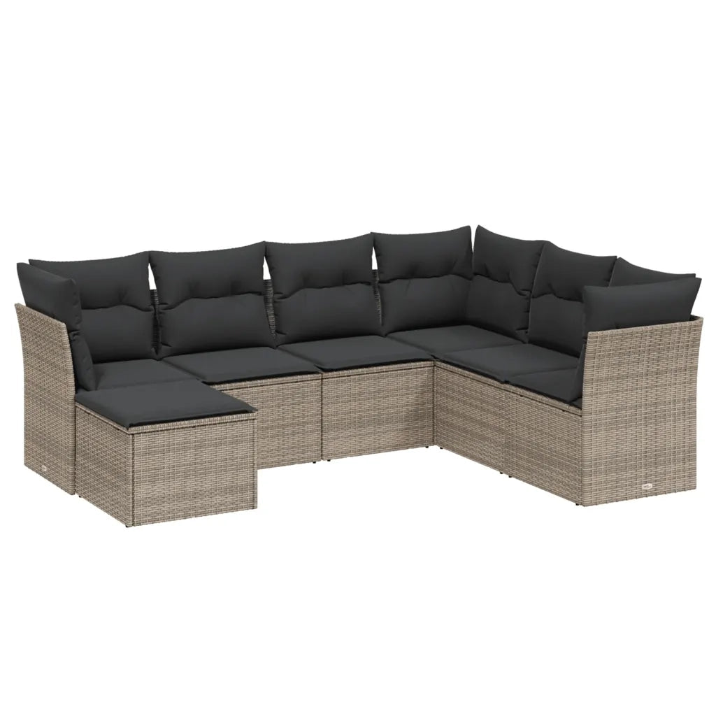 Set Divani da Giardino 7 pz con Cuscini Grigio in Polyrattan 3263216