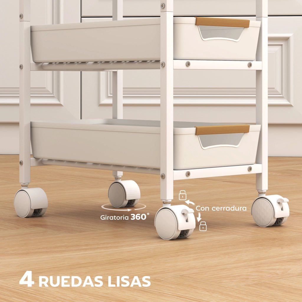 Carro da Cucina 5 Livelli ¨C zephmum ¨C Bianco Effetto Legno 39.5x24x82 cm
