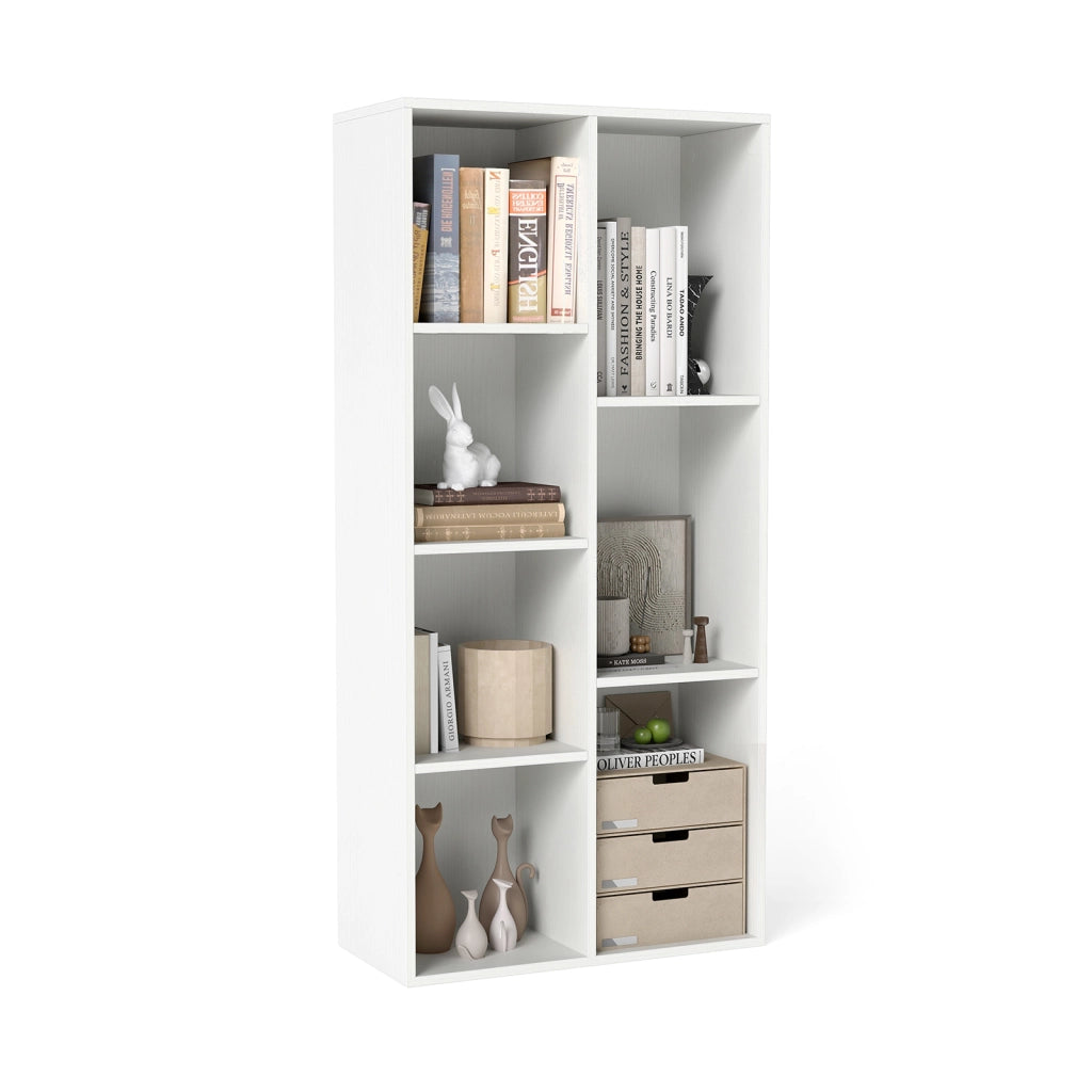 Libreria a 7 cubi indipendente verticale orizzontale 7 scomparti 2 kit antiribaltamento-Organizer cubo espositivo casa ufficio soggiorno Bianco