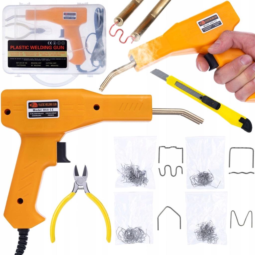 Saldatore per Plastica con Set di Reti e Graffette – Design Ergonomico, 200 Graffette, 800 Pezzi