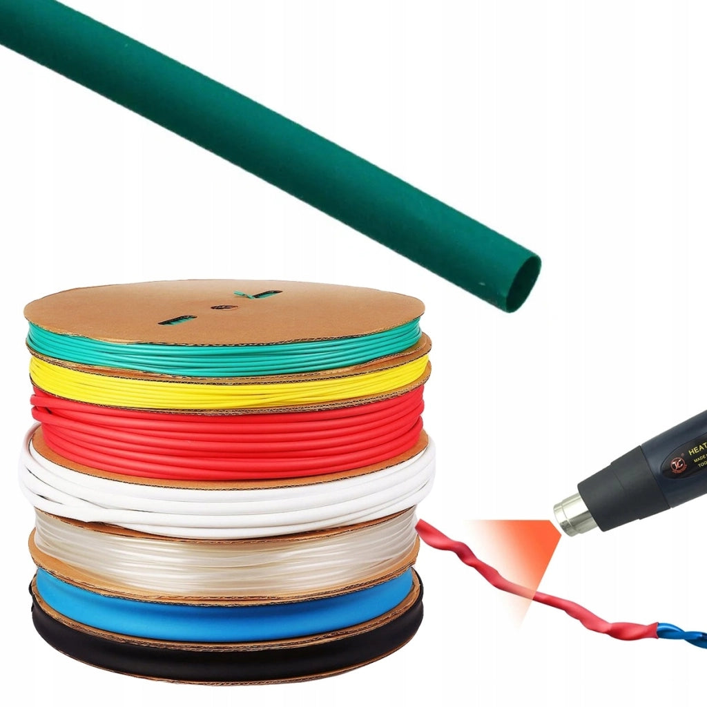 Tubo Termorestringente Verde 70mm 1m – Flessibile e Autoestinguente | Riduzione 2:1, Resistente UV, Impermeabile