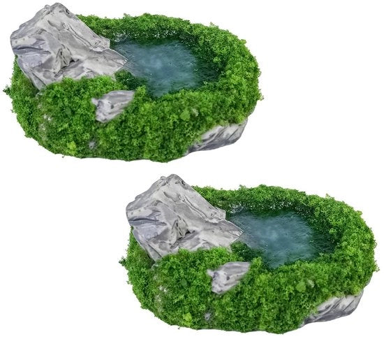 Decorazione Zen per Giardino Miniaturizzato - Standbeeld Bonsai con Contenitore in Vetro - Materiale Hars - Design Duraturo