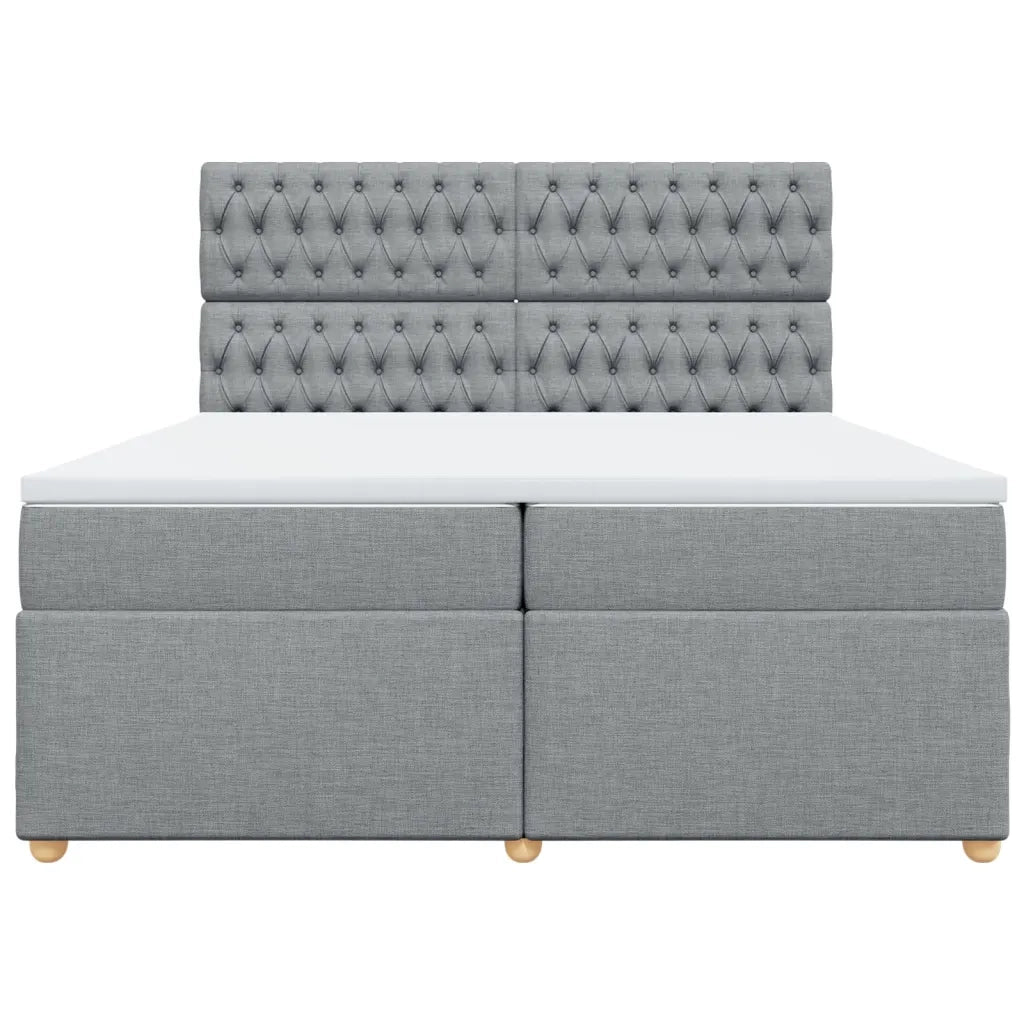 Giroletto a Molle con Materasso Grigio Chiaro 200x200cm Tessuto