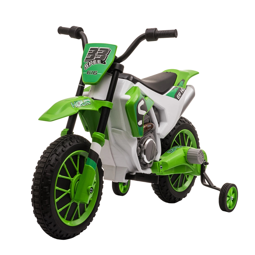 Moto Cross Bambini Elettrica Verde con Rotelle ¨C zephmum ¨C PP e Metallo 106.5x51.5x68 cm