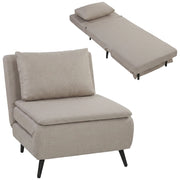 Divano Letto 1 Posto ¨C Minimal ¨C Marrone Chiaro con Cuscino e Dossier Regolabile